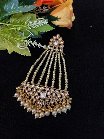 Jewel India Traditional Indian Kundan Jadau Head Jhoomar Hair Jhoomer Jhumar Passa Jewelry Tikka for Women in Saudi Arabia