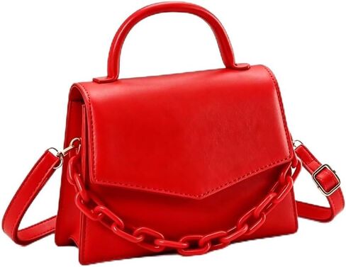Small Red Purse for Women, Red Crossbody Purse with Detachable Acrylic Chain and Adjustable Strap, Vegan Leather Red Handbag for Party Casual Date Travel Valentine’s Day in Saudi Arabia