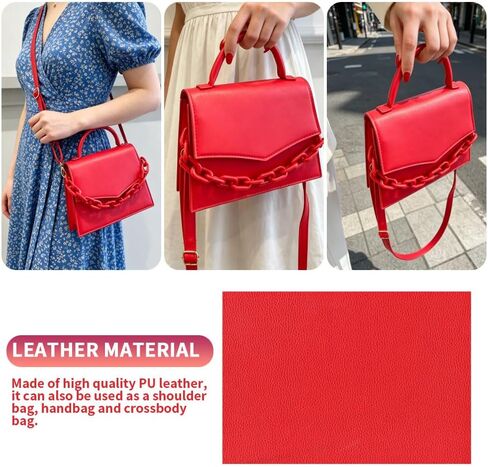 Small Red Purse for Women, Red Crossbody Purse with Detachable Acrylic Chain and Adjustable Strap, Vegan Leather Red Handbag for Party Casual Date Travel Valentine’s Day in Saudi Arabia