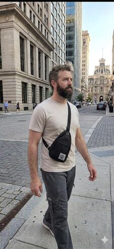 Best Mini Mens Crossbody Sling Dual Pocket Chest Bag. Lightweight, Small, Compact for Running, Travel, Gym, Motorcycle, or Camping Trips. Perfect Present for Dad, Husband or Fathers Day Birthday Gift in Kuwait