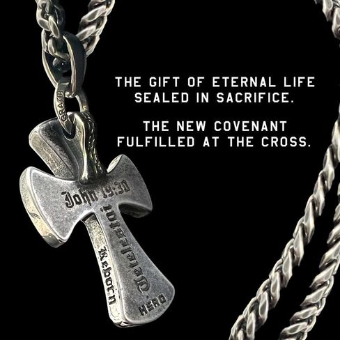 Hero Company Cross Necklace for Men - ‘The New Covenant' Men’s Necklace for Father's Day - Helps Pair Veterans With A Service Dog in Saudi Arabia