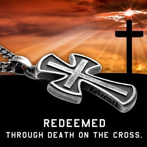 Hero Company Cross Necklace for Men - ‘The New Covenant' Men’s Necklace for Father's Day - Helps Pair Veterans With A Service Dog in Saudi Arabia