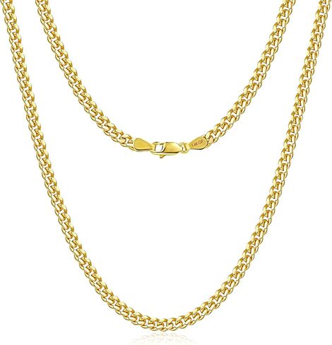 LUCA SMITH 14K Gold Chain Necklace for Men & Women Gold Cuban Link Chains Necklace for Women, 4mm Simple Chains Necklace Luxury Dainty Non-tarnish Lightweight Jewelry Gift 18in/ 20in /22in/ 24in in Saudi Arabia