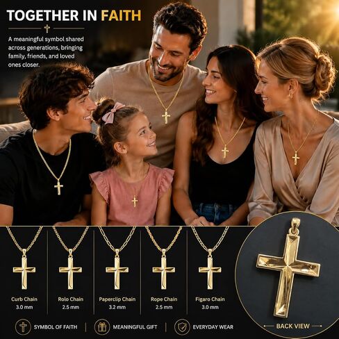 14K Gold Cross Pendant for Men - Irregular 3D Faceted Cutting, Hand-Polished High-Shine Cross Charm for DIY Necklaces, Fits up to 5mm Chains (Pendant Only) in Saudi Arabia