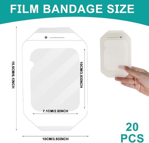 Transparent Film Dressing 4" x 5" Waterproof Wound Bandage Adhesive Patch for Post Surgical Shower IV Shield 20 Packs in Saudi Arabia