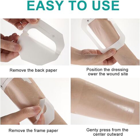 Transparent Film Dressing 4" x 5" Waterproof Wound Bandage Adhesive Patch for Post Surgical Shower IV Shield 20 Packs in Saudi Arabia