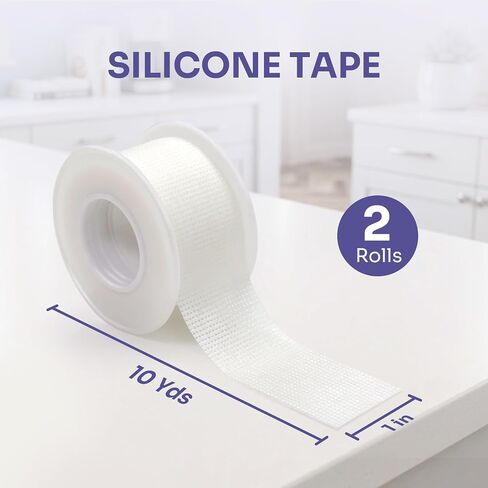 Conkote Medical Silicone Tape 2 Rolls, Pain-Free Removal Tape for Sensitive Skin 1" x 4 Yards | Breathable, Hypoallergenic, Easy to tear in Saudi Arabia