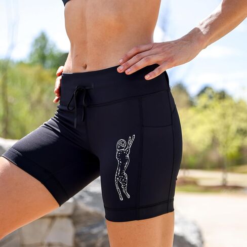 Sprints Womens Flexion 5" Compression Shorts with Pockets, Drawcord & Silicone Lined Hem (US, Alpha, Medium, Regular, Regular, Stealth Black) in Saudi Arabia
