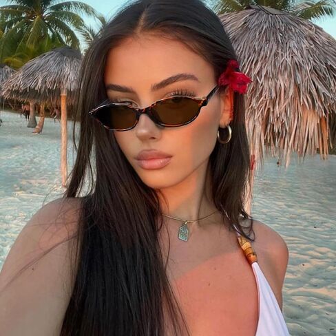 90s Retro Oval Sunglasses for Women 3-Pack Lightweight Fashion Sun Glasses Trendy Narrow Sunnies UV400 Protection in Saudi Arabia