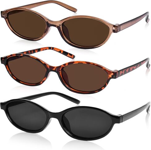 90s Retro Oval Sunglasses for Women 3-Pack Lightweight Fashion Sun Glasses Trendy Narrow Sunnies UV400 Protection in Saudi Arabia