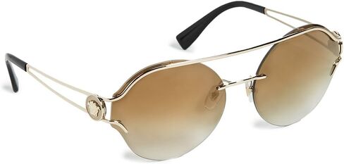 Versace VE 2184 12526U Pale Gold Metal Round Sunglasses Gold Mirrored Gradient Lens in Kuwait