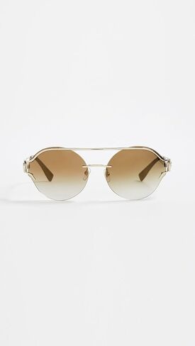 Versace VE 2184 12526U Pale Gold Metal Round Sunglasses Gold Mirrored Gradient Lens in Kuwait
