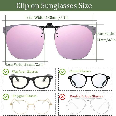 Polarized Clip On Sunglasses Over Eye Glasses Anti Glare UV400 Protection TAC Lens Scratch Proof Panto Style in Saudi Arabia