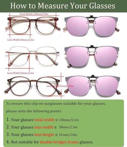 Polarized Clip On Sunglasses Over Eye Glasses Anti Glare UV400 Protection TAC Lens Scratch Proof Panto Style in Saudi Arabia