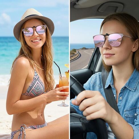 Polarized Clip On Sunglasses Over Eye Glasses Anti Glare UV400 Protection TAC Lens Scratch Proof Panto Style in Saudi Arabia