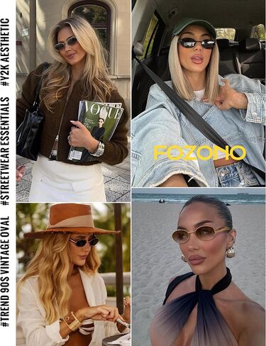 نظارة شمسية ساردين بيضاوية للنساء والرجال - إطار معدني ذهبي UV400 in Kuwait