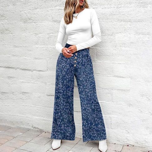 Palazzo Pants for Women Dressy High Waisted Wide Leg Summer Beach Vacation Flowy Pants Boho Lounge Casual Trousers in Kuwait
