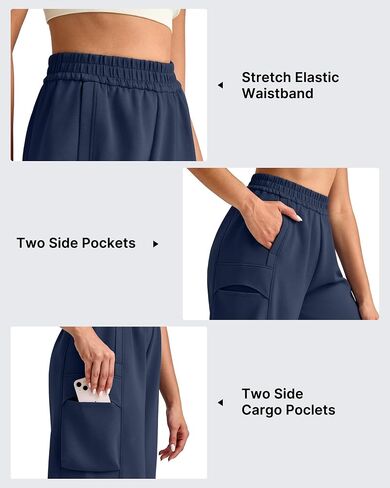 G4Free Smoofit Modal Soft Capri Pants for Women 13" Knee Length Wide Leg Cargo Sweatpants Travel Casual Bermuda Shorts in Kuwait