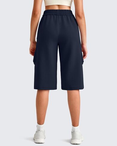 G4Free Smoofit Modal Soft Capri Pants for Women 13" Knee Length Wide Leg Cargo Sweatpants Travel Casual Bermuda Shorts in Kuwait