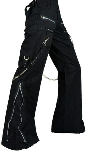 Women's Chains Black Rhinestones Gothic Punk Emo Pants Straps Baggy Pants (3/Medium) in Kuwait