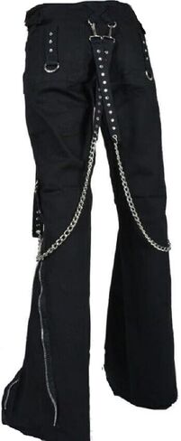Women's Chains Black Rhinestones Gothic Punk Emo Pants Straps Baggy Pants (3/Medium) in Kuwait
