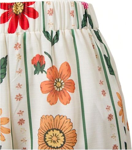 SOLY HUX Women's Boho Floral Wide Leg Pants Elastic High Waisted Baggy Palazzo Pants Vacation Trousers in Saudi Arabia