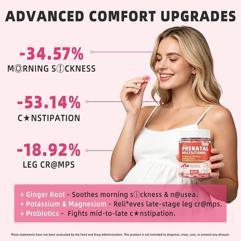 Prenatal Vitamins for Women with Choline, Iron, Methylfolate, Vegan Omega-3(DHA+EPA), Multivitamin & Probiotics, 22 in 1 Postnatal Vitamin for Women Before, During & After Pregnancy, Sugar Free, 60Cts in Saudi Arabia