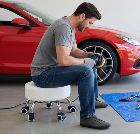 Kaleurrier Low Height Rolling Stool - Heavy Duty Short Stool Chair with Wheels Low to Ground - Small Roller Seat Stools for Home Office Kitchen Repair Shop Pedicure Garage Library Studio Black in Kuwait