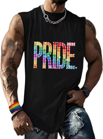 Be You Tank Pride Men Tank Rainbow Graphic Shirts Letter Print Casual Short Sleeve Tees Tops in Kuwait