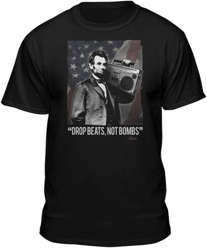 Teelocity Abraham Lincoln Drop Beats Not Bombs Graphic T-Shirt in Saudi Arabia