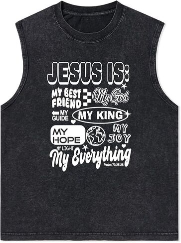 Men's Christian Graphic Tank Tops Sleeveless Muscle Shirts Retro Streetwear Y2K Oversized Jesus Bible Verse Tee in Saudi Arabia
