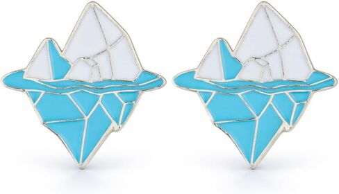 2Pcs Iceberg Enamel Pins Arctic Antarctic Brooch Set, Geometric Ocean Ice Pin for Backpack Jacket Hat, Climate Change Awareness Gift in Saudi Arabia
