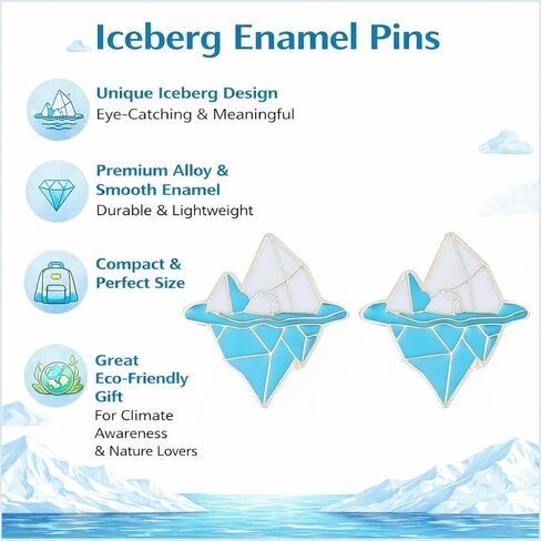 2Pcs Iceberg Enamel Pins Arctic Antarctic Brooch Set, Geometric Ocean Ice Pin for Backpack Jacket Hat, Climate Change Awareness Gift in Saudi Arabia