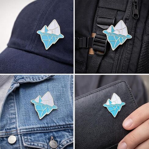 2Pcs Iceberg Enamel Pins Arctic Antarctic Brooch Set, Geometric Ocean Ice Pin for Backpack Jacket Hat, Climate Change Awareness Gift in Saudi Arabia