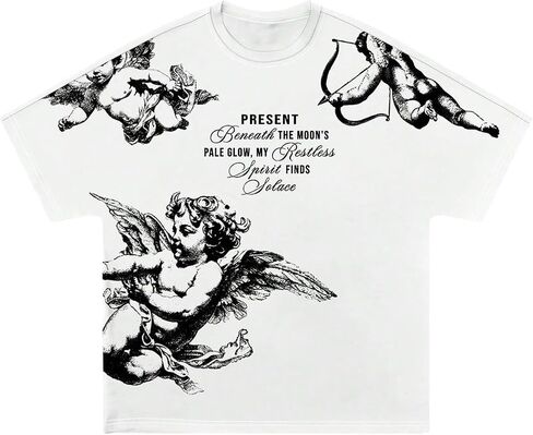 SweatyRocks Men's Short Sleeve Angle Graphic T Shirts Casual Crew Neck Oversized Tees Streetwear in Saudi Arabia