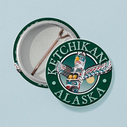 دبوس زر صغير مستدير مقاس 1 بوصة من CafePress Ketchikan in Kuwait