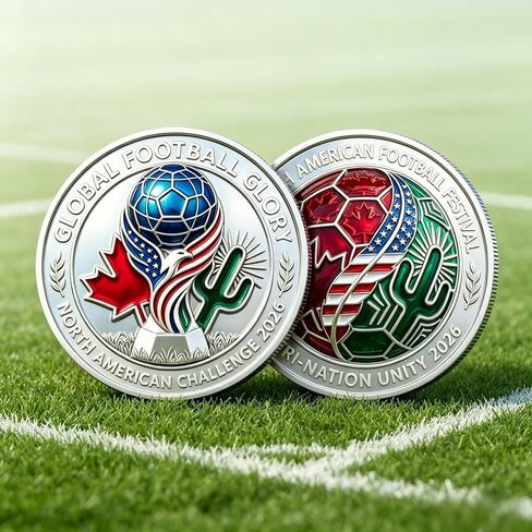 North American Football Challenge Alloy Token - Double-Sided 1.57in/0.88oz Metal Soccer Festival Badge for Fan Gift & Desk Display in Kuwait