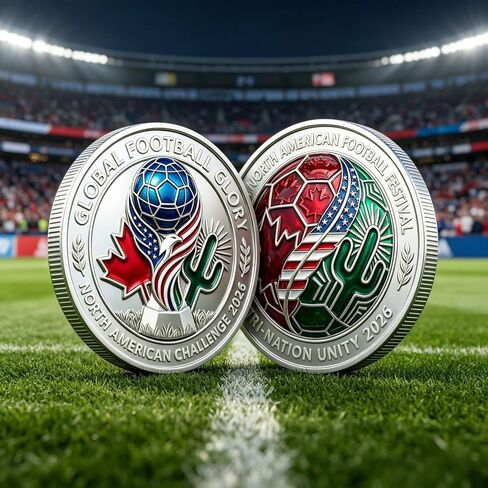 North American Football Challenge Alloy Token - Double-Sided 1.57in/0.88oz Metal Soccer Festival Badge for Fan Gift & Desk Display in Kuwait