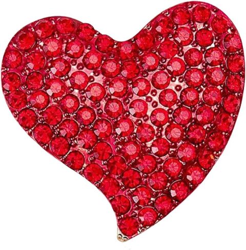 Retro Heart Shaped Crystal Brooch Pin for Women Sparkling Diamond-Studded Design for Jackets, Coats, and Blouses in Saudi Arabia