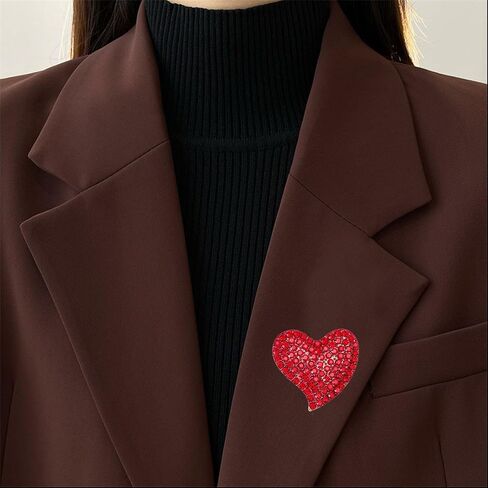 Retro Heart Shaped Crystal Brooch Pin for Women Sparkling Diamond-Studded Design for Jackets, Coats, and Blouses in Saudi Arabia