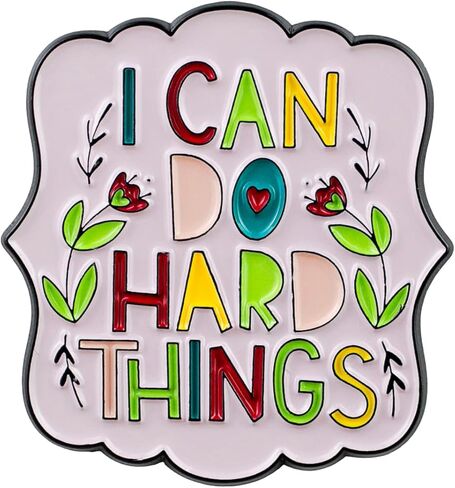 I Can Do Hard Things Floral Motivational Enamel Pin, Positive Vibes Pin Badge, Inspirational Quote Brooch, Mental Uplifting Lapel Brooch, Mental Health Support Badge Gift For Friend Coworker Therapist, Cute Encouragement Jewelry Accessories in Kuwait