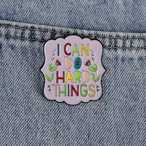 I Can Do Hard Things Floral Motivational Enamel Pin, Positive Vibes Pin Badge, Inspirational Quote Brooch, Mental Uplifting Lapel Brooch, Mental Health Support Badge Gift For Friend Coworker Therapist, Cute Encouragement Jewelry Accessories in Kuwait