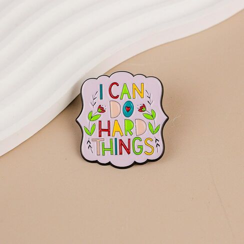 I Can Do Hard Things Floral Motivational Enamel Pin, Positive Vibes Pin Badge, Inspirational Quote Brooch, Mental Uplifting Lapel Brooch, Mental Health Support Badge Gift For Friend Coworker Therapist, Cute Encouragement Jewelry Accessories in Kuwait