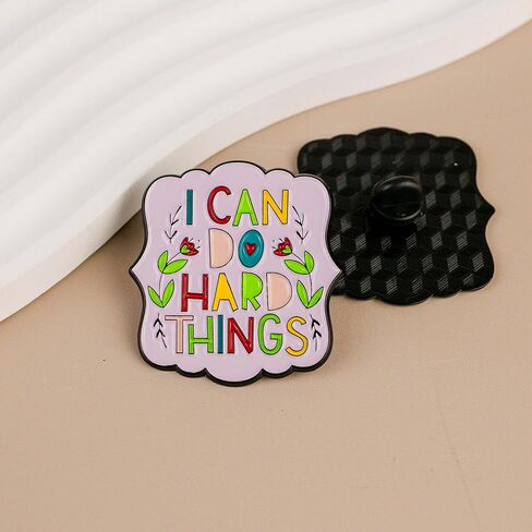 I Can Do Hard Things Floral Motivational Enamel Pin, Positive Vibes Pin Badge, Inspirational Quote Brooch, Mental Uplifting Lapel Brooch, Mental Health Support Badge Gift For Friend Coworker Therapist, Cute Encouragement Jewelry Accessories in Kuwait