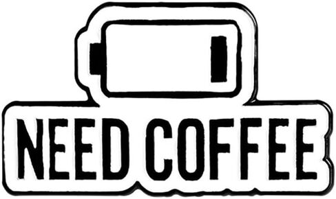 Low Battery Coffee Enamel Pin - Funny Caffeine Pins Brooches brooch for backpack, jackets, Hats with "Need Coffee". Energy Recharge Brooches Gift for Students, Worker, Teacher in Saudi Arabia