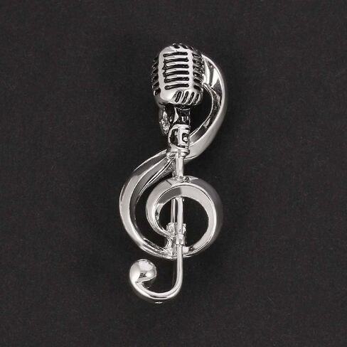 Microphone Brooches Gift For Women Men Brooches Pin Lapel Pin Jewelry Accessories Lapel Brooch Concert Singer(silver) in Saudi Arabia
