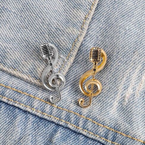 Microphone Brooches Gift For Women Men Brooches Pin Lapel Pin Jewelry Accessories Lapel Brooch Concert Singer(silver) in Saudi Arabia