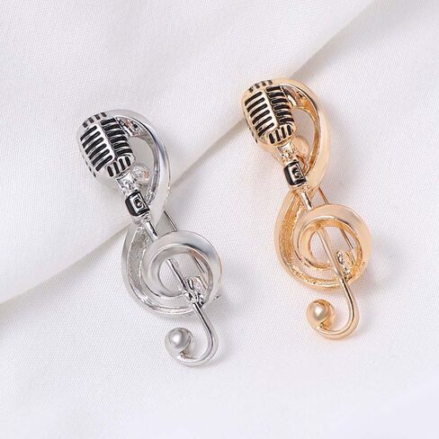 Microphone Brooches Gift For Women Men Brooches Pin Lapel Pin Jewelry Accessories Lapel Brooch Concert Singer(silver) in Saudi Arabia
