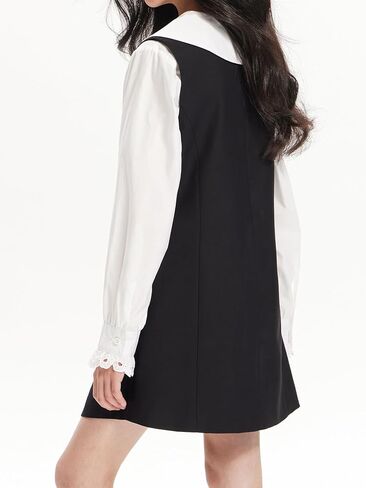Girls Black Jumper Sleeveless A-Line Dress with Heart Pockets & Embroidered for Teens Sizes 6-16Y in Saudi Arabia