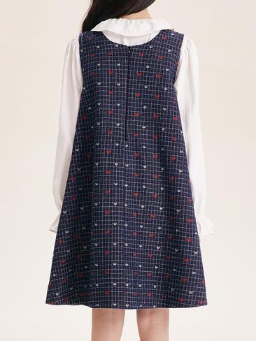 Girls Plaid Heart Print Sleeveless A Line Flare Dress for 6-16 Years in Saudi Arabia